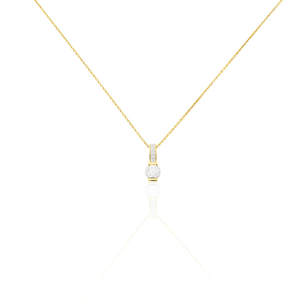 ZINNA 2 Damen Collier Gold 375 (9 Karat) Zirkonia Wei&szlig; 1,480 ct Barren