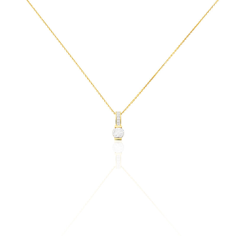 ZINNA 2 Damen Collier Gold 375 (9 Karat) Zirkonia Wei&szlig; 1,480 ct Barren - Halsketten Damen | OROVIVO
