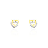 Damen Ohrstecker Gold 375 Zirkonia Herz