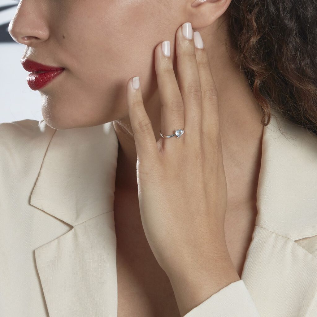Bague Eva Or Blanc Topaze Et Diamant - Spannringe Damen | OROVIVO