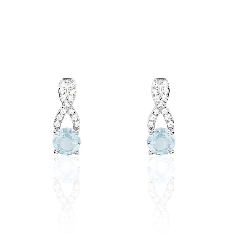 Boucles D'oreilles Pendantes Berenice Or Blanc Topaze Et Oxyde - Spannringe Damen | OROVIVO