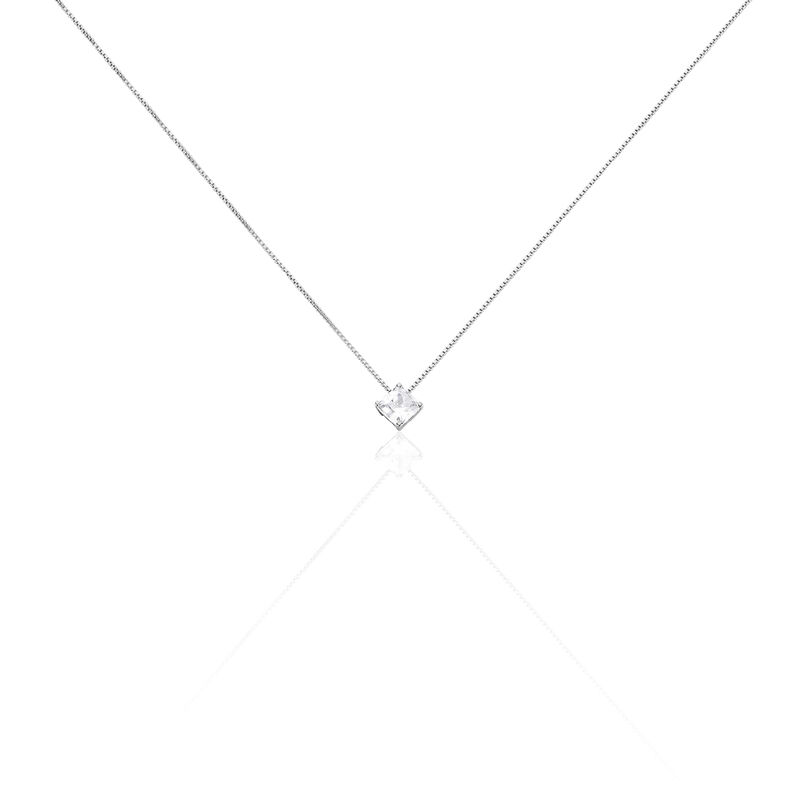 Damen Collier Silber 925 Zirkonia Wei&szlig; Viereck - Halsketten Damen | OROVIVO