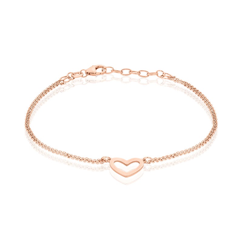 KADLIN Damen Armband Silber rosevergoldet 925 Herz B 1 mm - Armb&auml;nder mit Anh&auml;nger Damen | OROVIVO