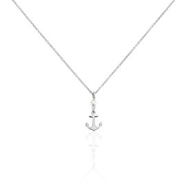 Damen Halskette Silber 925 Perle Anker 45cm - Ketten mit Anhänger Damen | OROVIVO