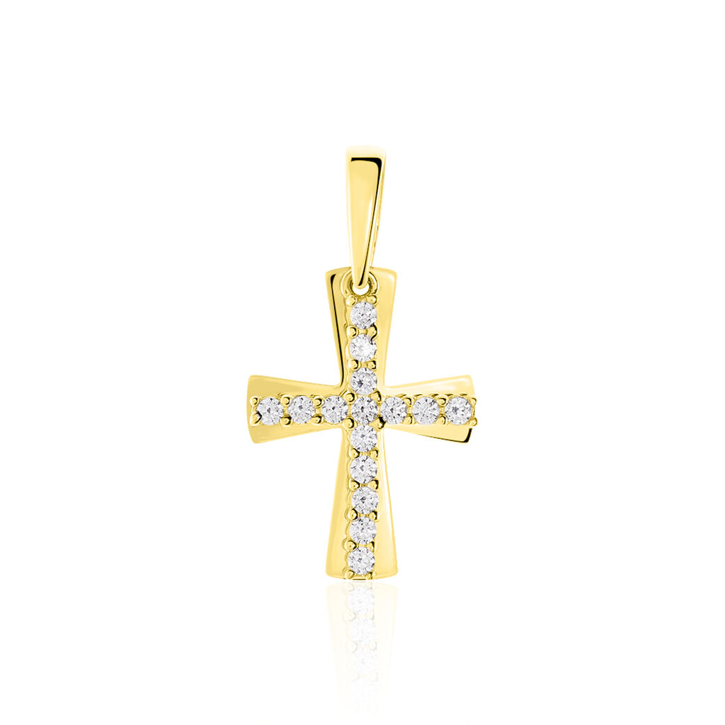 🦚 Kreuz Anhänger Gold 375 Zirkonia Deliah, Anhänger mit Stein