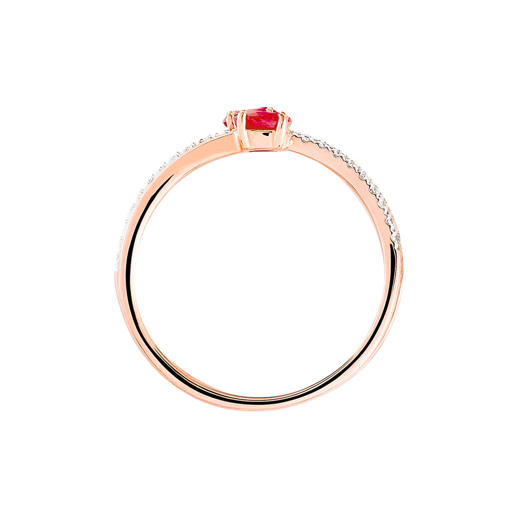 Bague Or Rose Rubis Et Diamant - Spannringe Damen | OROVIVO