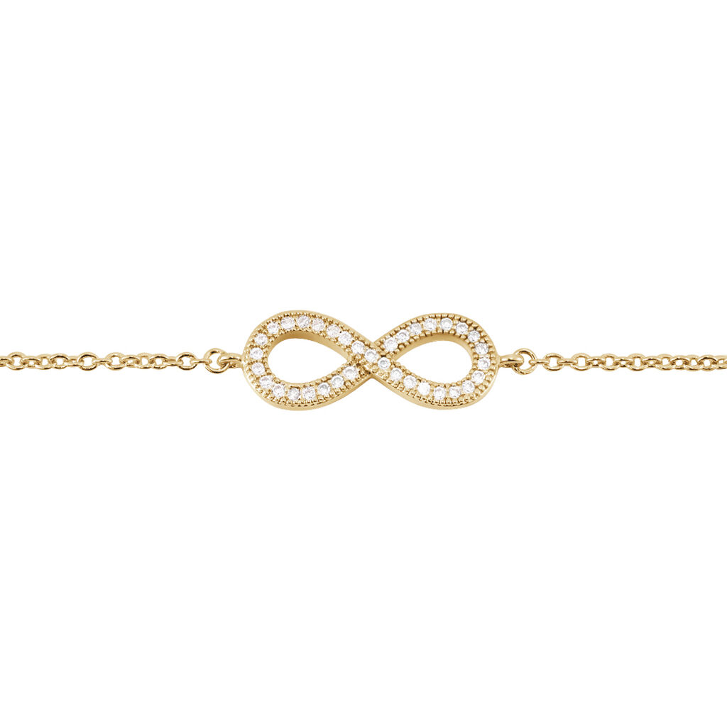 MERANE Damen Armband Vergoldet Zirkonia Wei&szlig; 0,08 ct Unendlichkeit