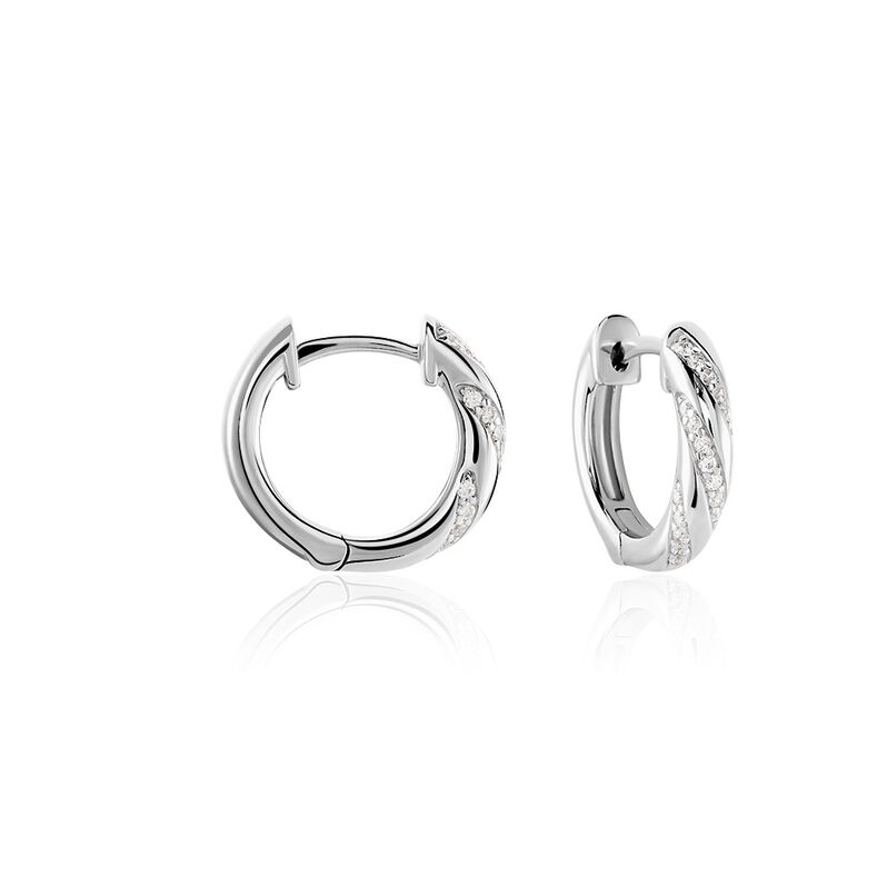 Damen Creolen Silber Silber 925 Zirkonia Demi  - Creolen Damen | OROVIVO