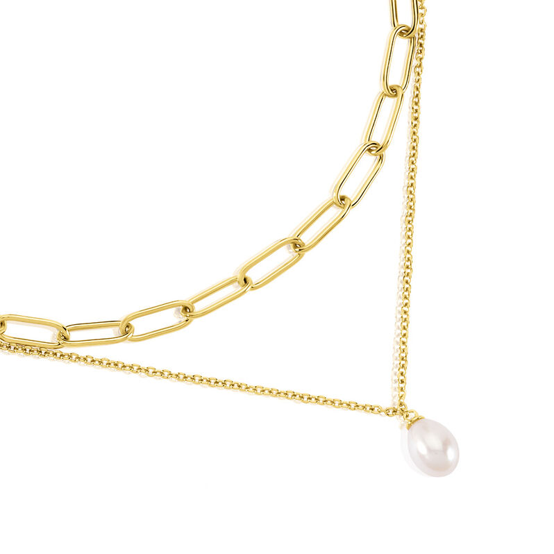 Harper Damen Collier Silber vergoldet 925 Zuchtperle Wei&szlig; B 4,5 mm - Halsketten Damen | OROVIVO