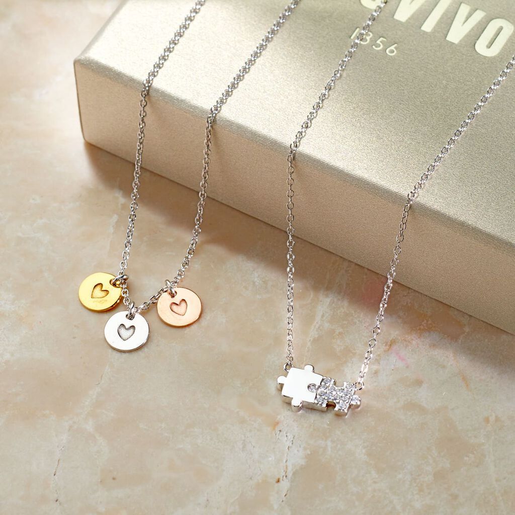 CARO Damen Collier Silber Tricolor 925 Herz