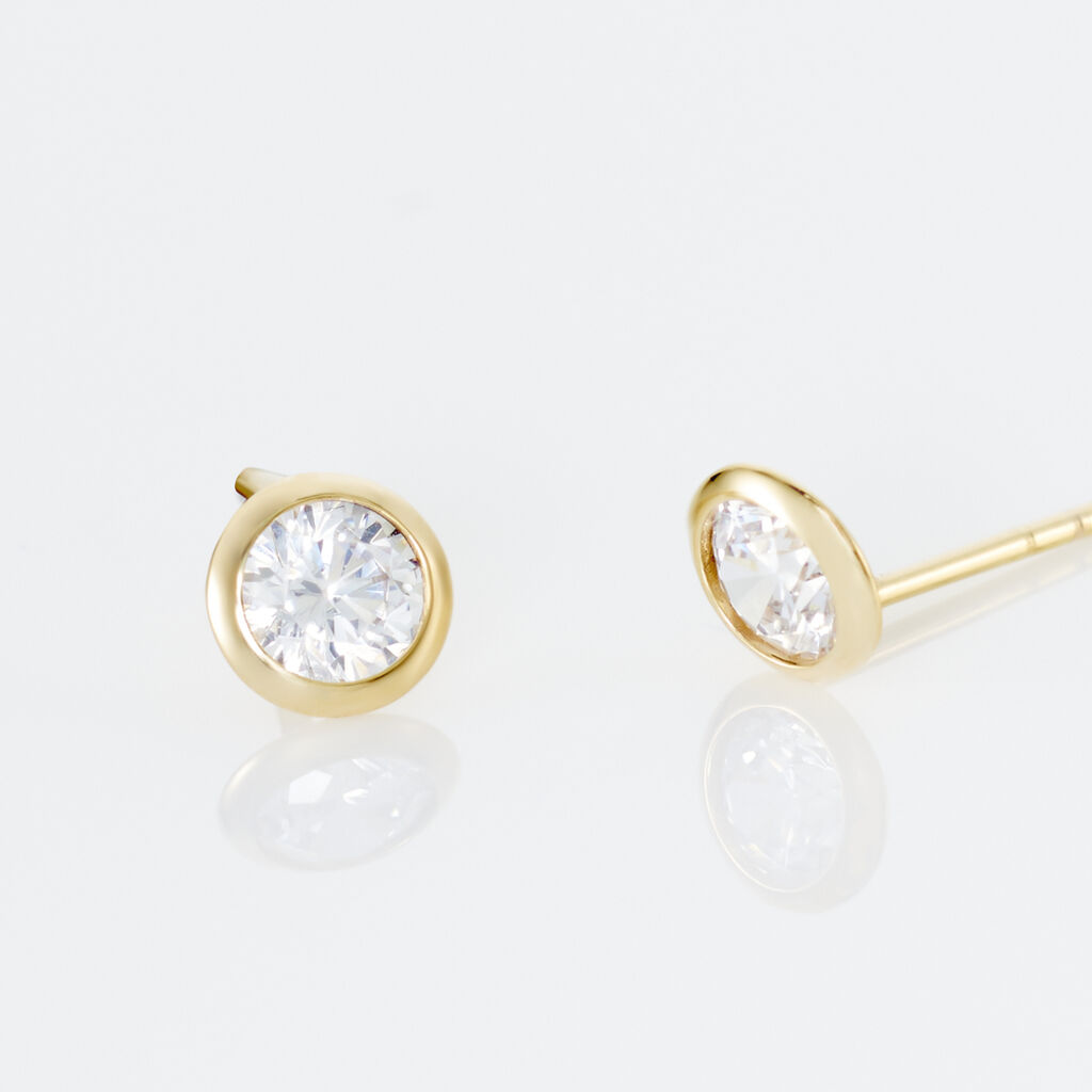 Damen Ohrstecker Gold 375 Zirkonia Elda Fassung Zarge  - Ohrstecker Damen | OROVIVO