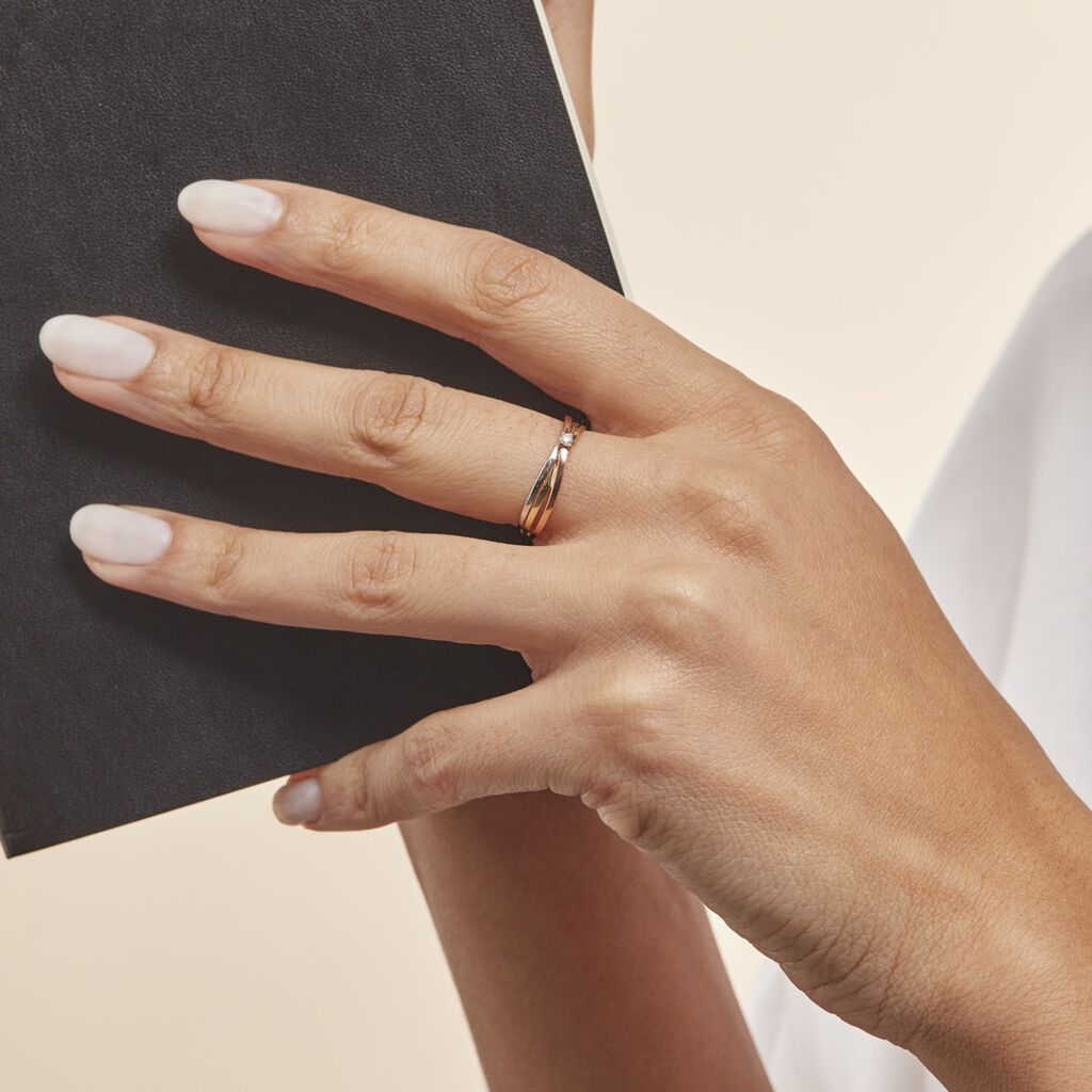 Bague Solitaire Gisla Or Tricolore Diamant - Spannringe Damen | OROVIVO