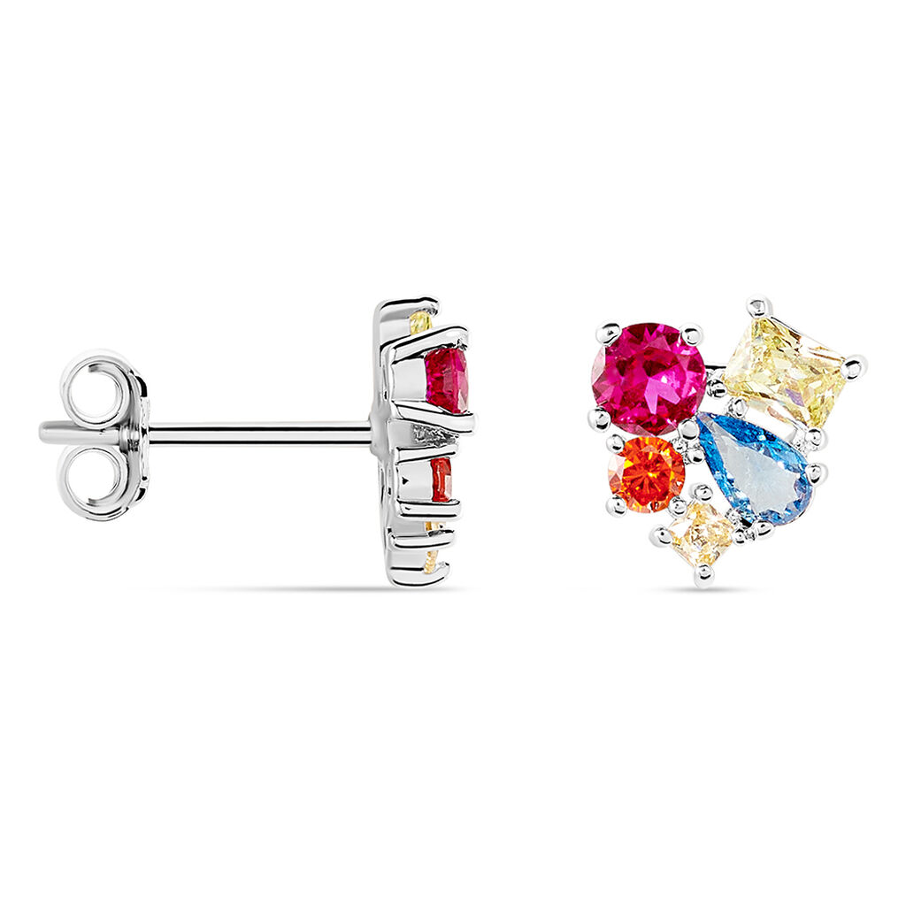 Damen Ohrstecker Silber Silber 925 Spinell Rot 0,58ct Blume Laylani  - Ohrstecker Damen | OROVIVO