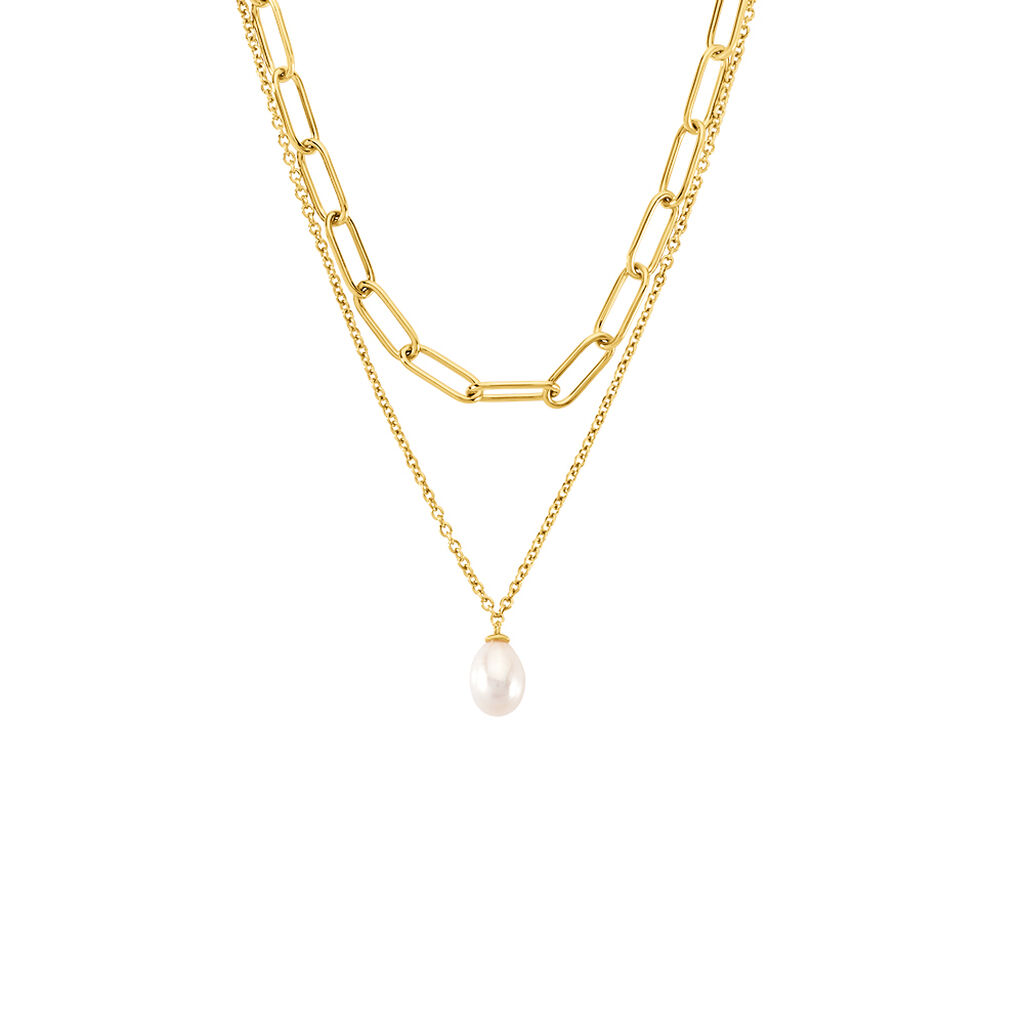 Harper Damen Collier Silber vergoldet 925 Zuchtperle Wei&szlig; B 4,5 mm