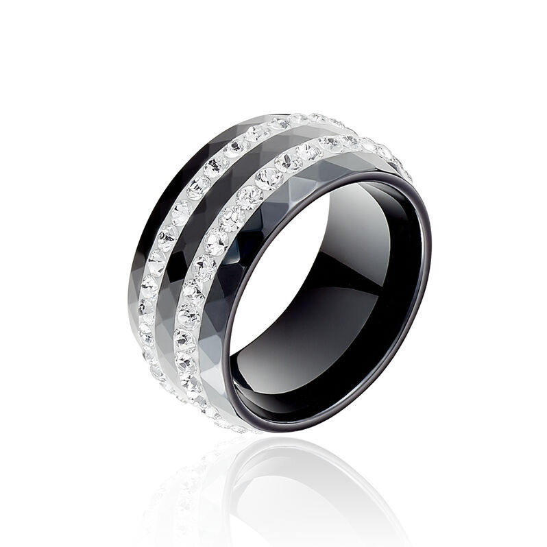 Bague Solya Ceramique Blanc Céramique Et Strass - Spannringe Damen | OROVIVO