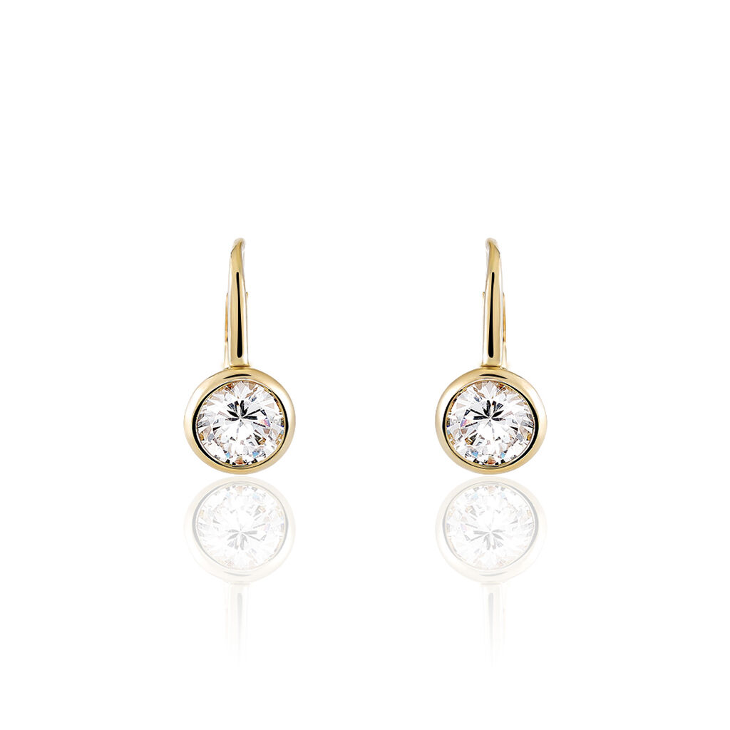 MALENA Damen Ohrringe Lang Vergoldet 750 Zirkonia Weiß 0,88 ct B 8 mm, Ohrringe Lang mit Stein