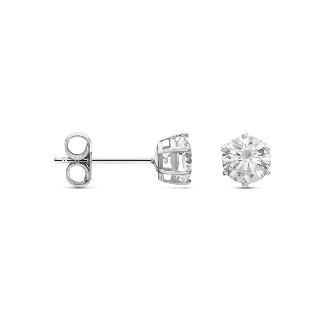 Damen Ohrstecker Weißgold 375 Zirkonia Krappe 6  - Ohrstecker Damen | OROVIVO