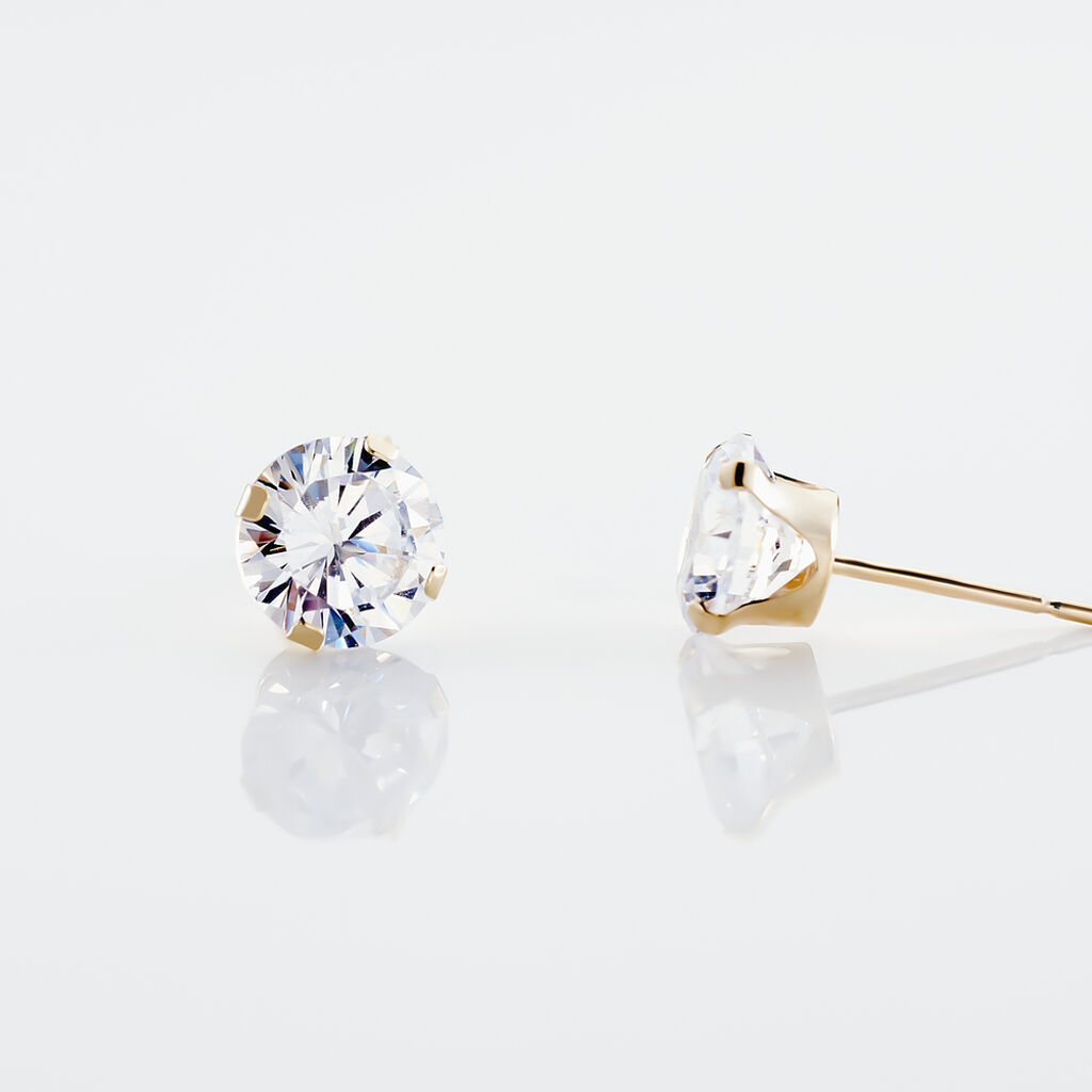 Damen Ohrstecker Gold 375 Zirkonia Eddie Krappe 6,00mm  - Ohrstecker Damen | OROVIVO
