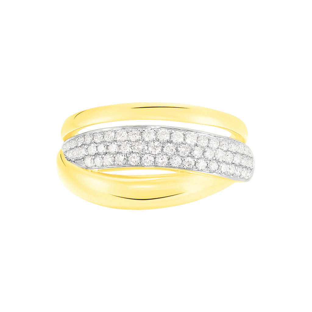 Damen Ring Gold Bicolor Gelb/Silber 585 Rund Weiß Natur Pavelina - Ringe mit Stein Damen | OROVIVO