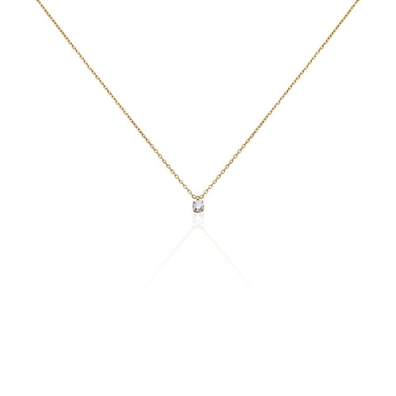 NADEJDA 1 Damen Collier Vergoldet Zirkonia Wei&szlig; 0,47 ct B 1,3 mm - Halsketten Damen | OROVIVO