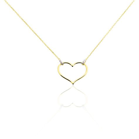 LAILA 1 Damen Collier Gold 375 (9 Karat) Diamant Wei&szlig; 0,02 ct Herz - Halsketten  | OROVIVO