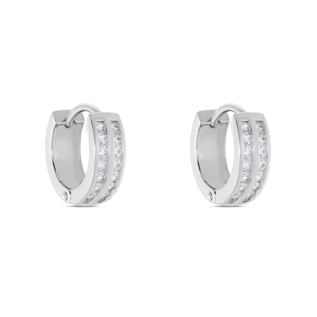 Damen Creolen Silber 925 Zirkonia Wei&szlig; 0,8 ct