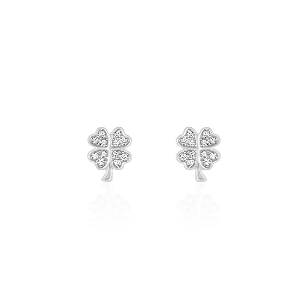 Kinder Ohrstecker Silber 925 Zirkonia Kleeblatt Donnika  - Ohrstecker Kinder | OROVIVO