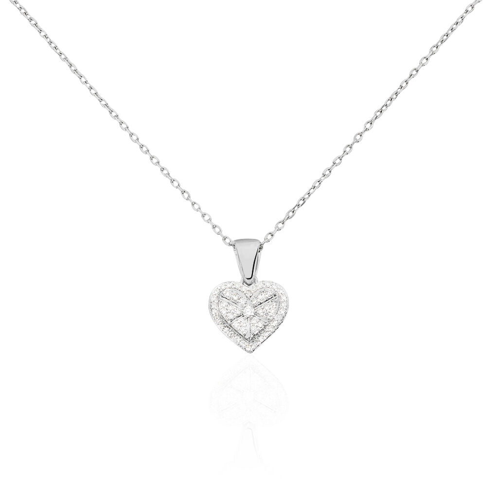 VALERIE Damen Collier Wei&szlig;gold 375 (9 Karat) Diamant Wei&szlig; 0,11 ct Herz
