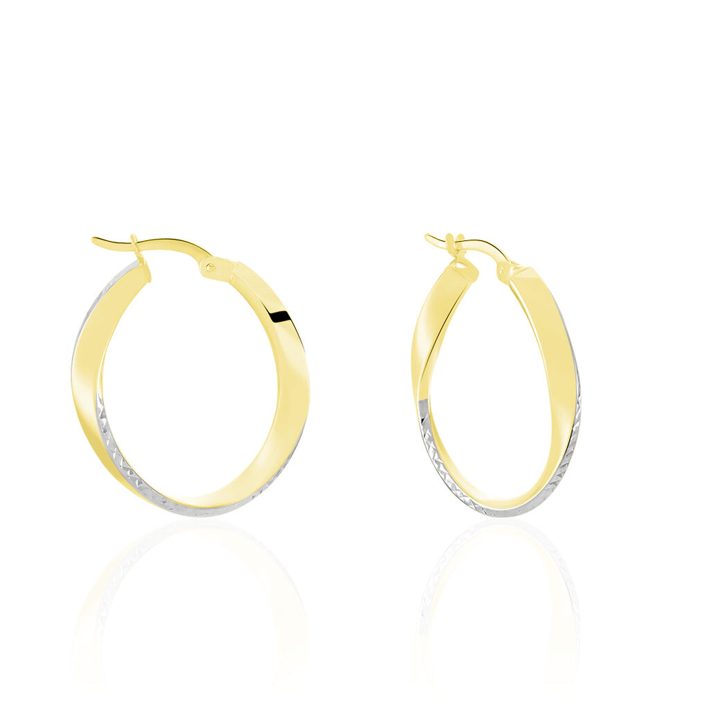 DORALYNNE DIA. Damen Creolen Gold Bicolor 375 (9 Karat) Oval, Creolen ohne Stein