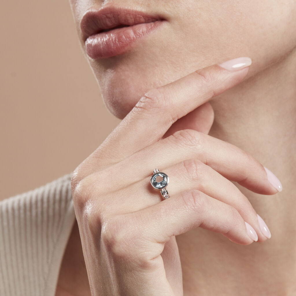 Damen Ring Weißgold 375 Topas Himmelblau 2,19ct Kreis Breeze  - Solitärringe Damen | OROVIVO