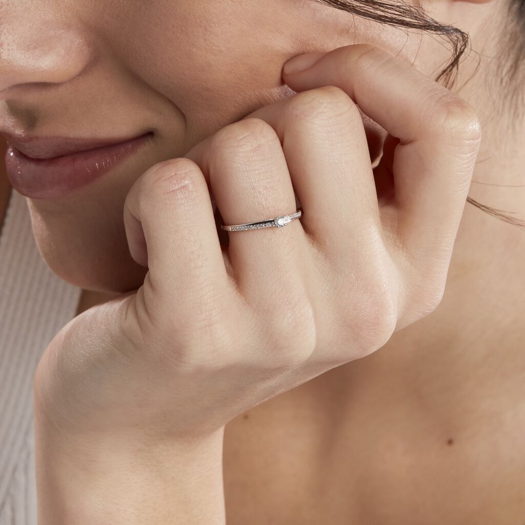 ALEXANDRA Damen Ring Wei&szlig;gold 375 (9 Karat) Diamant Wei&szlig; 0,08 ct