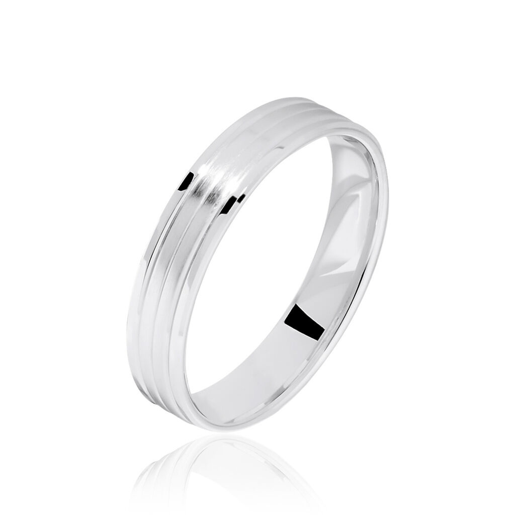 Alliance Basile Ruban Plat Or Blanc - Spannringe Unisex | OROVIVO