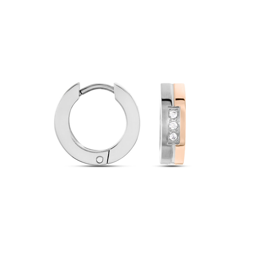 Damen Creolen Titan Bicolor Silber/Roségold Zirkonia Ariella  - Creolen Damen | OROVIVO