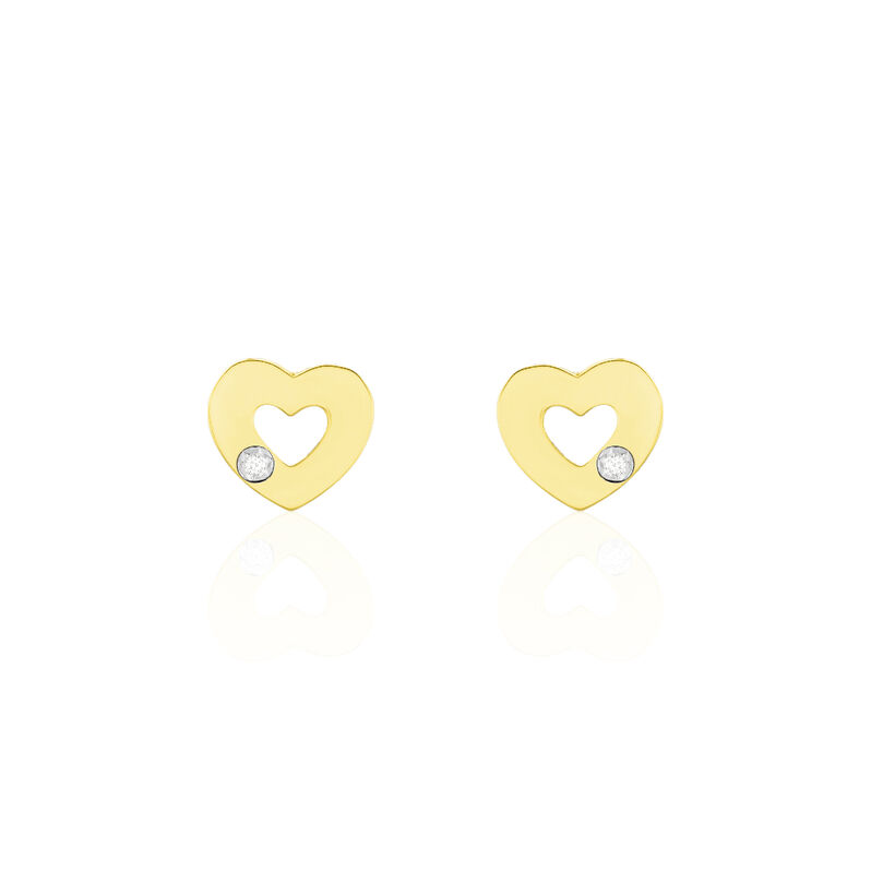 HERZ FALA Damen Ohrstecker Gold 375 (9 Karat) Diamant Wei&szlig; 0,01 ct Herz B 7 mm - Ohrstecker Damen | OROVIVO