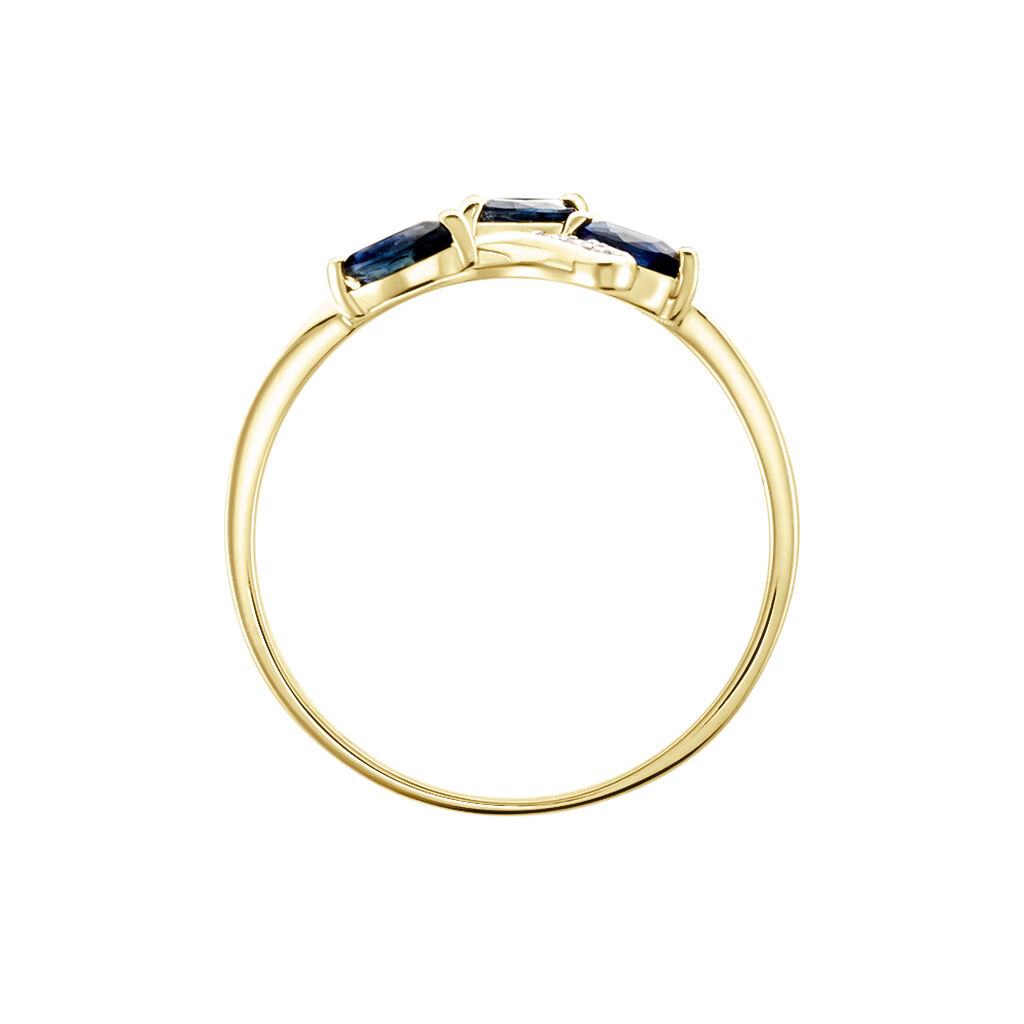 IRISA Damen Ring Gold 375 (9 Karat) Saphir Blau 0,4 ct Blatt