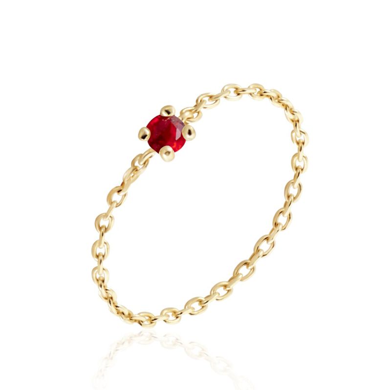 Bague Mahia Plaqué Or Jaune Oxyde De Zirconium Rouge - Spannringe Damen | OROVIVO