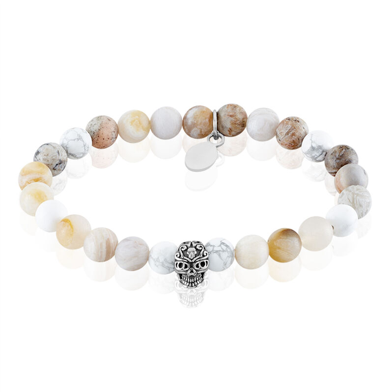 Herrenarmband Edelstahl Howlite - Kugelarmbänder Herren | OROVIVO