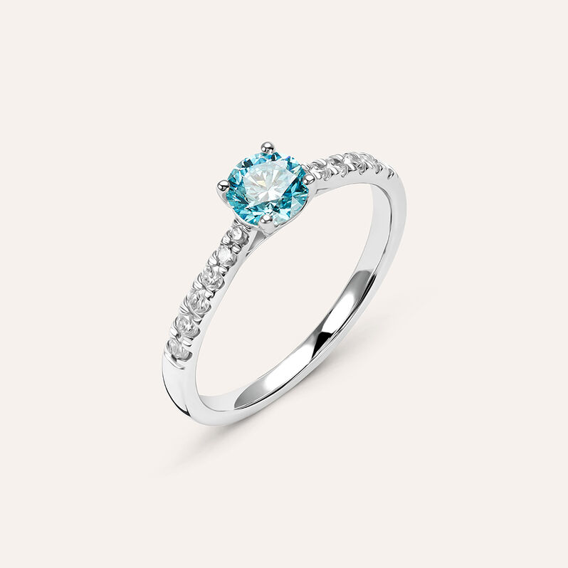 Anello Solitario Diamade Oro Bianco Diamante Lab-Grown - Spannringe Damen | OROVIVO