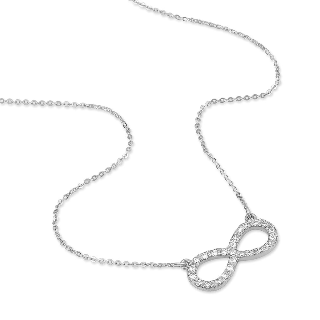 Damen Halskette Weißgold 375 Zirkonia Infinity