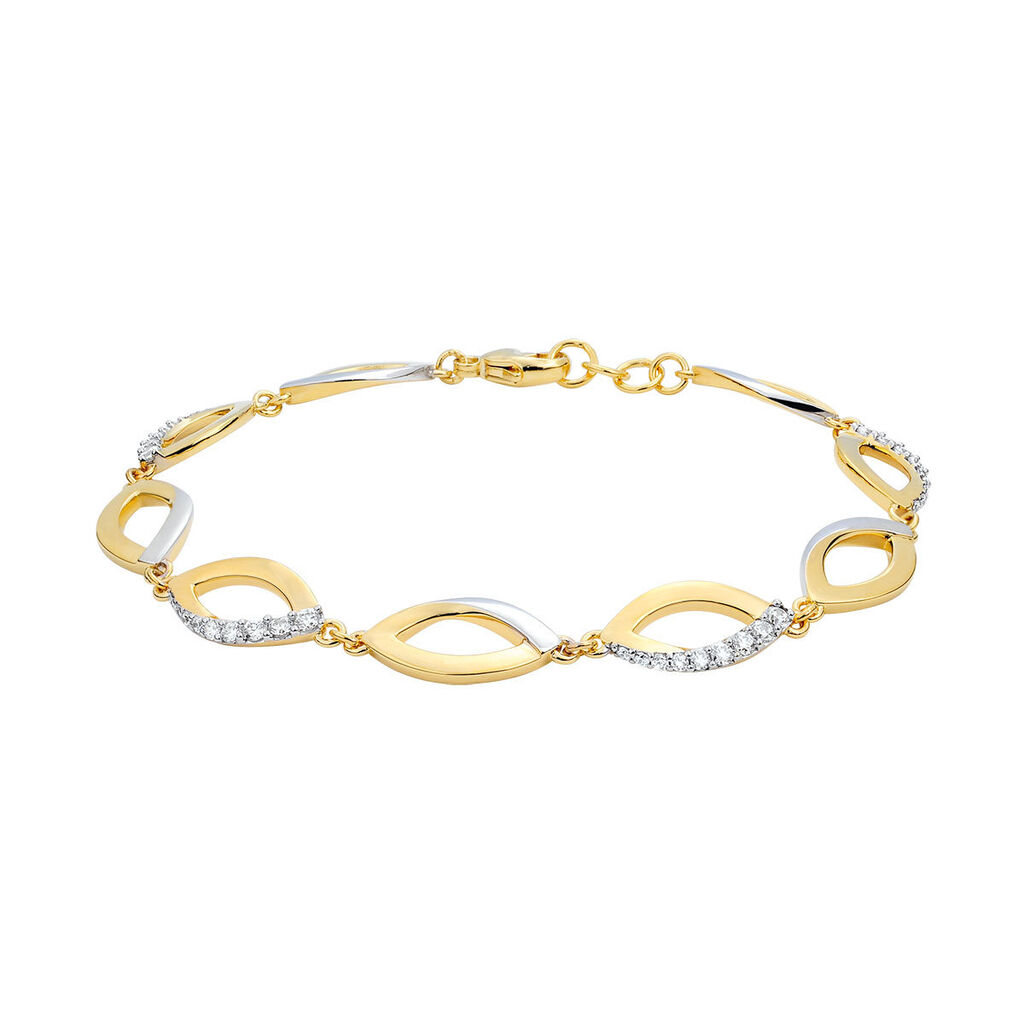 BIWANA Damen Armband Vergoldet Bicolor Zirkonia Weiß Mandel, Armband mit Stein