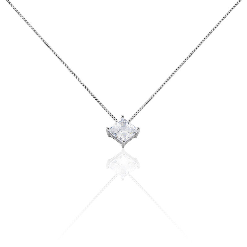 Damen Collier Silber 925 Zirkonia Viereck - Halsketten Damen | OROVIVO