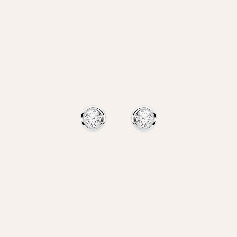 Orecchini lobo punto luce in oro bianco e brillante 0.06 ct - Spannringe Damen | OROVIVO