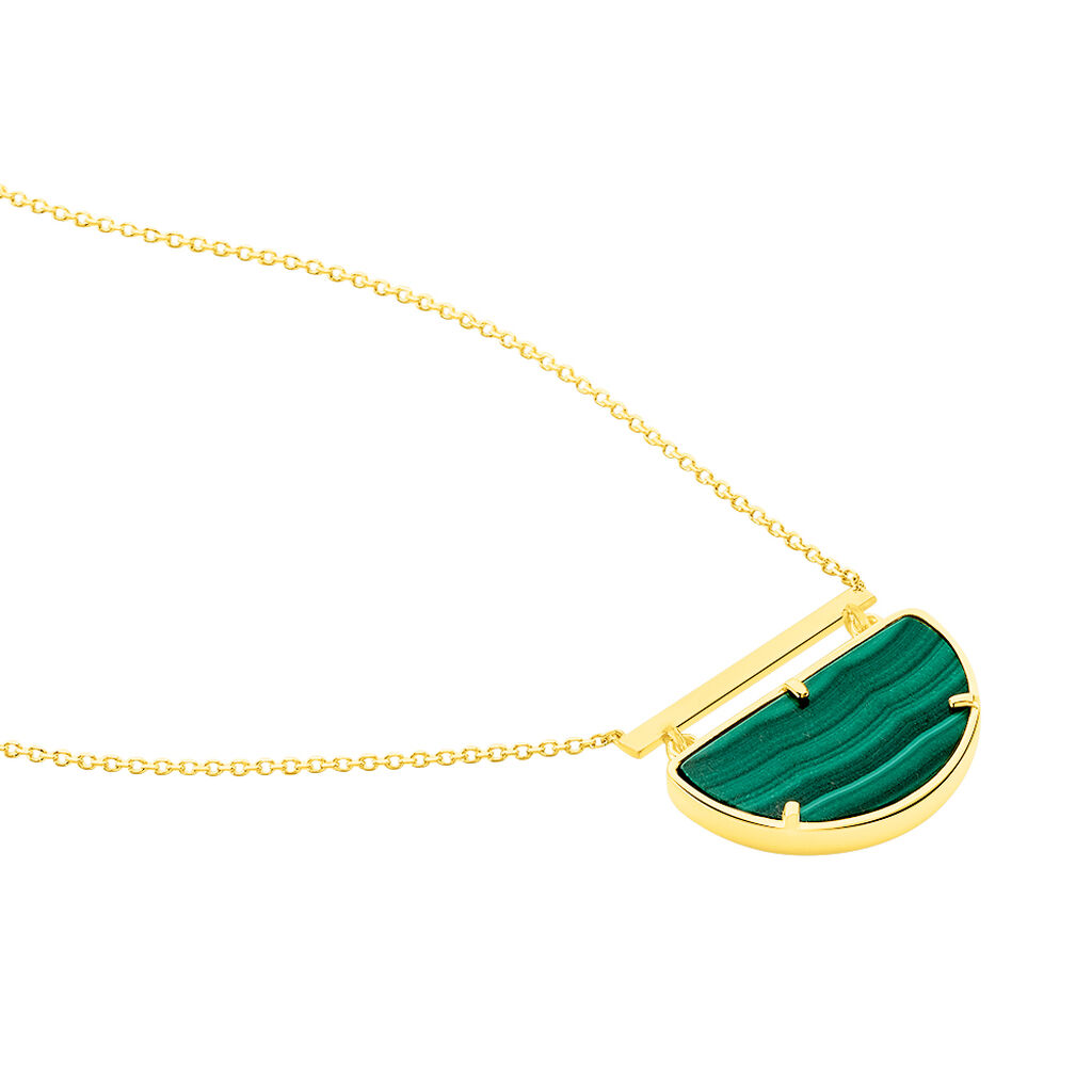 FLORECA Damen Collier Gold 375 (9 Karat) Malachit Grün Mond - Halsketten Damen | OROVIVO