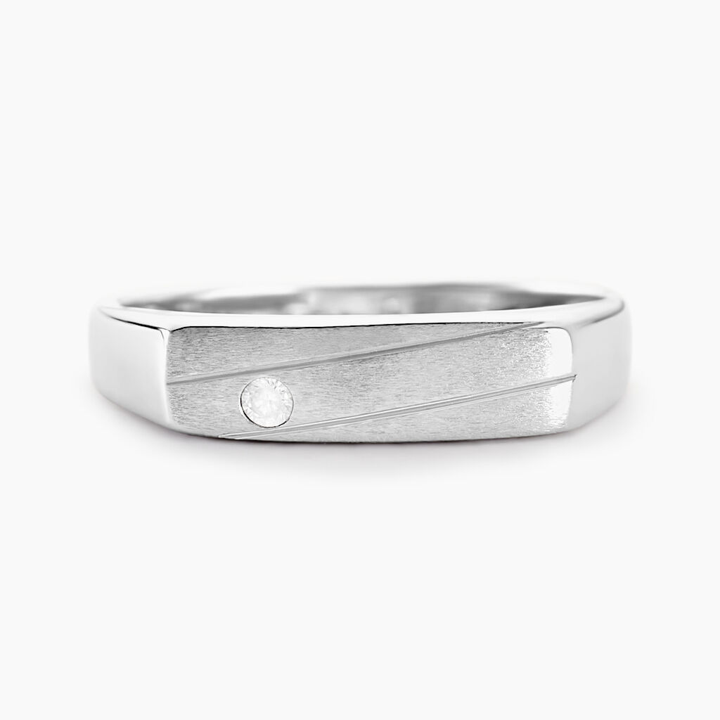 Chevalière Michel Argent Blanc Oxyde De Zirconium - Spannringe Herren | OROVIVO
