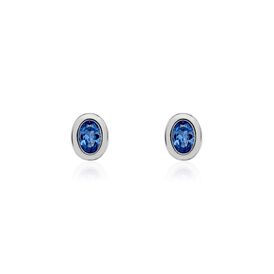 Damen Ohrstecker Silber 925 Glasstein Blau Oval Olivia - Ohrstecker Damen | OROVIVO