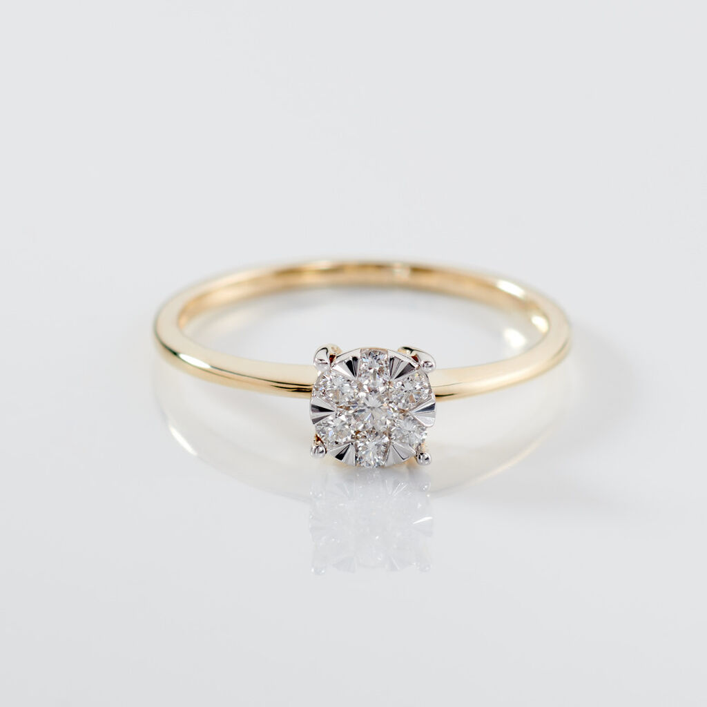 PETALI Damen Ring Gold 585 (14 Karat) Diamant Wei&szlig; 0,01 ct Kreis