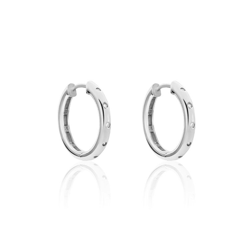 ALEXIS Damen Creolen Silber 925 Zirkonia Wei&szlig; 0,5 ct - Creolen Damen | OROVIVO