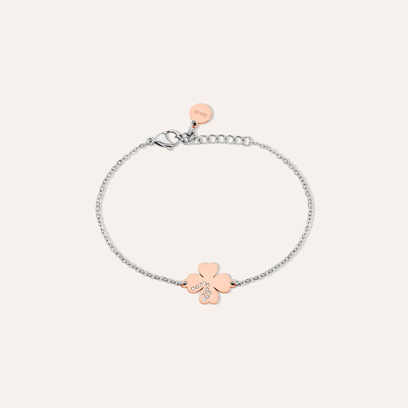 Bracciale Sunrise Acciaio Bicolore Bianco / Rosa Cristallo - Spannringe Damen | OROVIVO