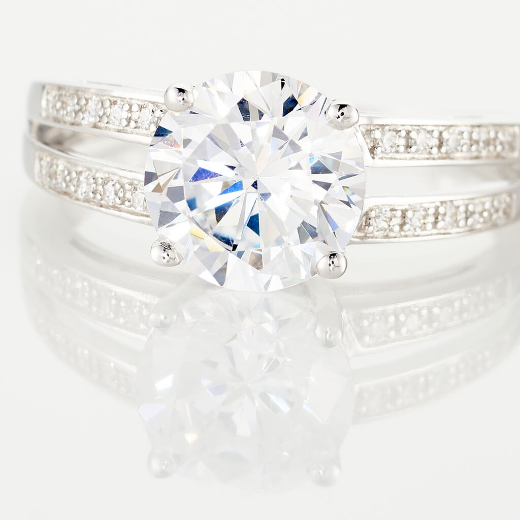 ANTHYME Damen Ring Wei&szlig;gold 375 (9 Karat) Zirkonia Wei&szlig; 0,05 ct