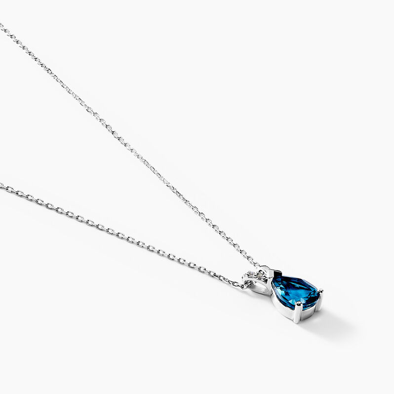Collier Teresa Or Blanc Topaze Et Diamant - Spannringe Damen | OROVIVO